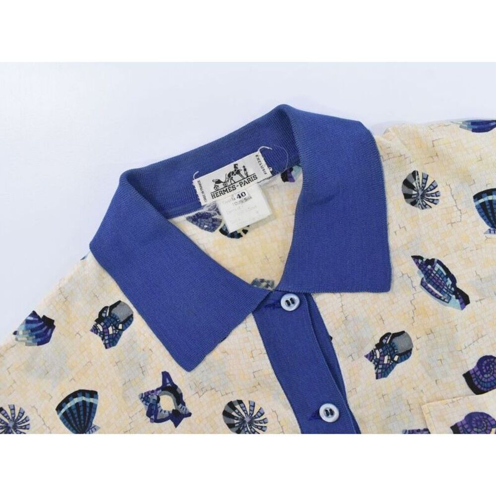 Authentic Hermes Shell Pattern Polo Shirt Short S… - image 3